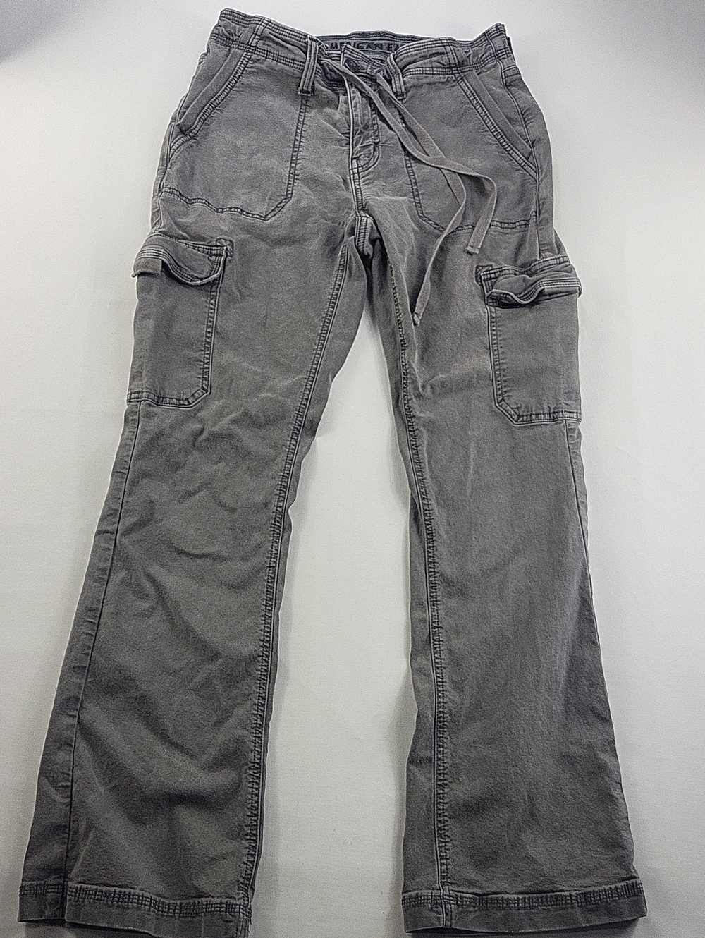 American Eagle Gray Bootcut Cargo Pants Drawstring Size 2